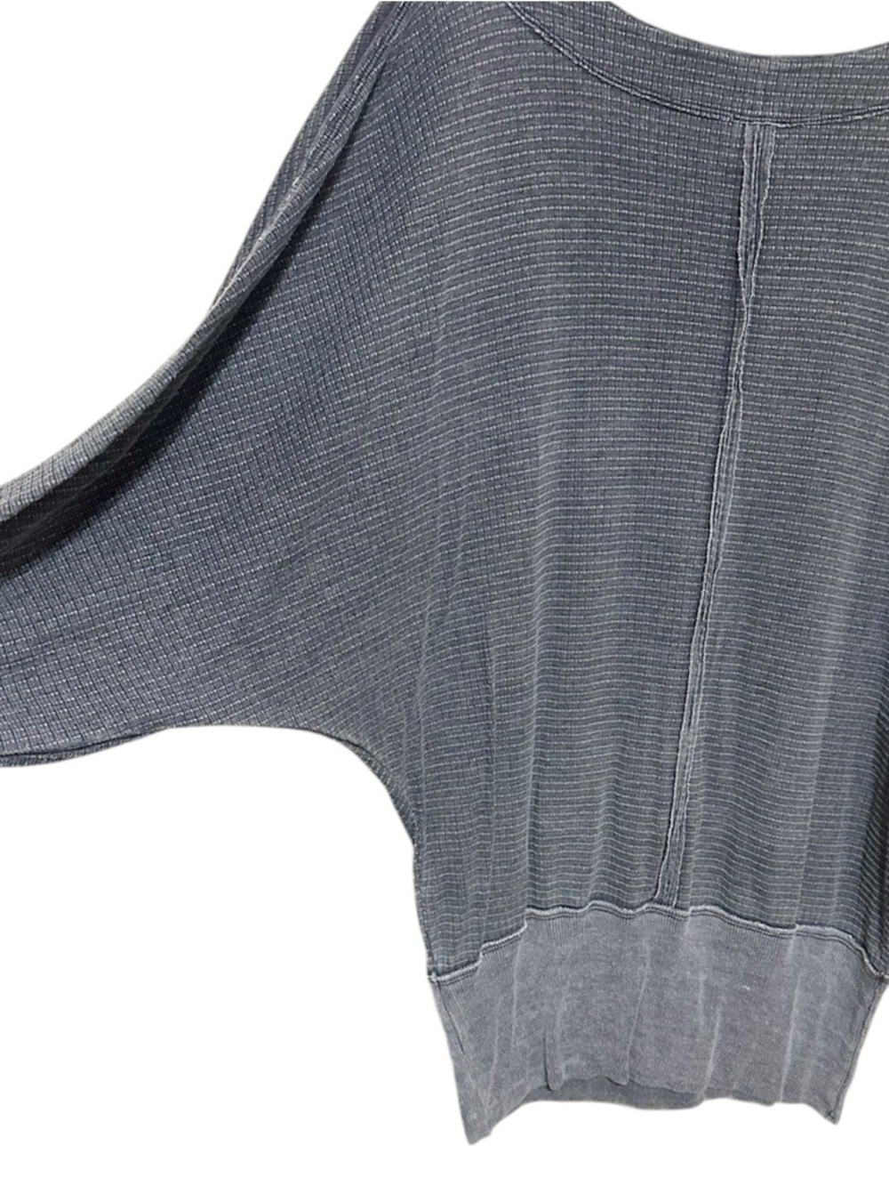 Free People We The Free Gray Mineral Wash Thermal Banded Waffle Knit Top Large - Picture 4 of 8